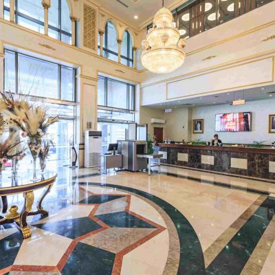 Sapphire Plaza Hotel lobby in central Doha near Al Sadd and Msheireb Downtown